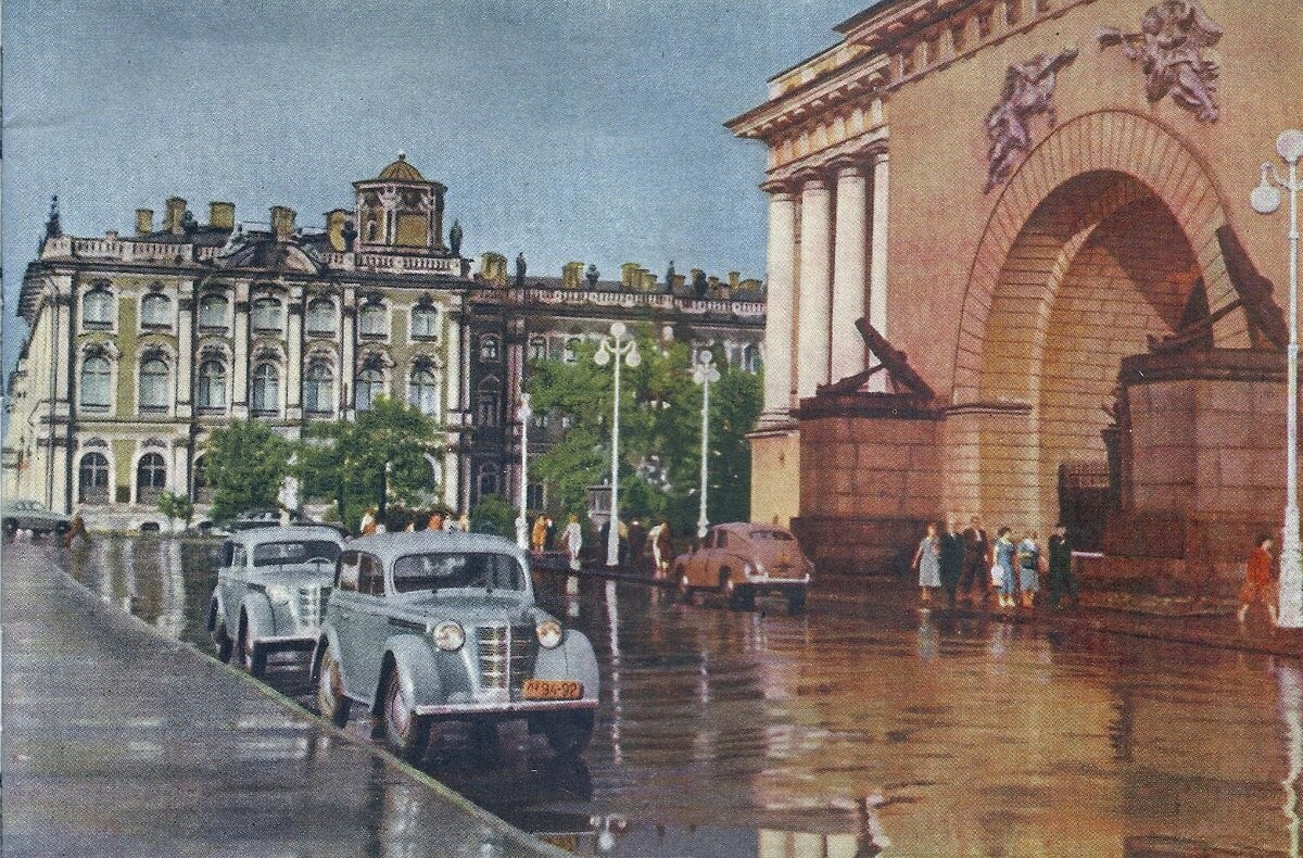 Ленинград, Адмиралтейская набережная. Ориентировочно 1957 год.